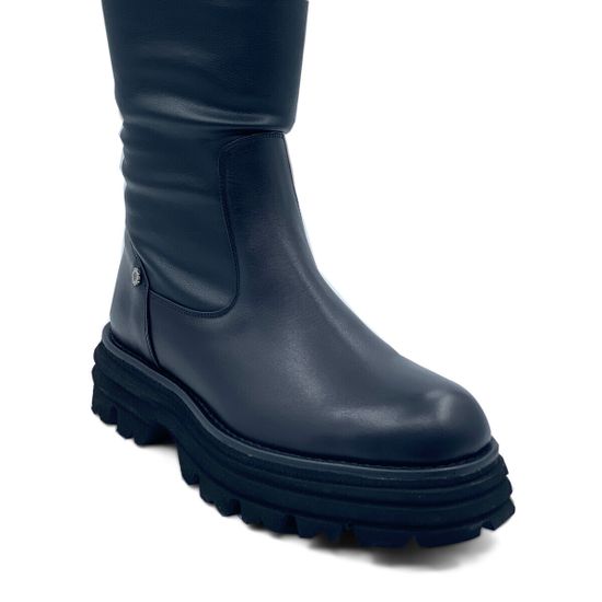 Ботфорты стрейч Tuffoni черные кожаные на байке - фото 3, 3423014LB TUF