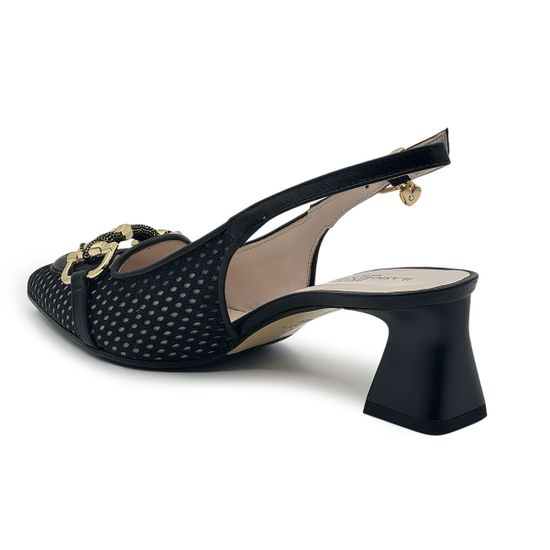 Туфли "шанель" Ilasio Renzoni черные кожаные с гипюром - фото 3, 8010 IR NERO