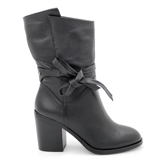 Полусапоги Cover черные кожаные МЕХ - фото 1, 4035-2 COV