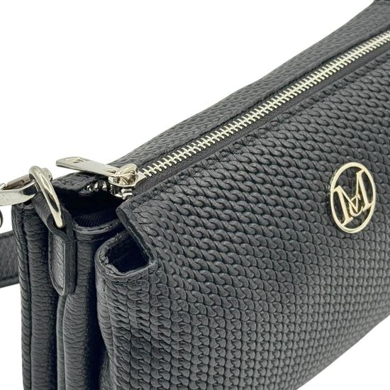 Сумка кросс-боди MOT-CLE кожаная черная c &quot;серебряной&quot; фурнитурой - фото 6, TRIS MOT NERO SILVER