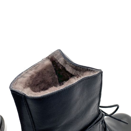 Ботинки Cover черные кожаные МЕХ - фото 7, 5932-2 COV