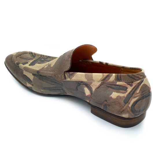 Мокасины Ernesto Dolani бежево-зеленые кожаные - фото 3, 