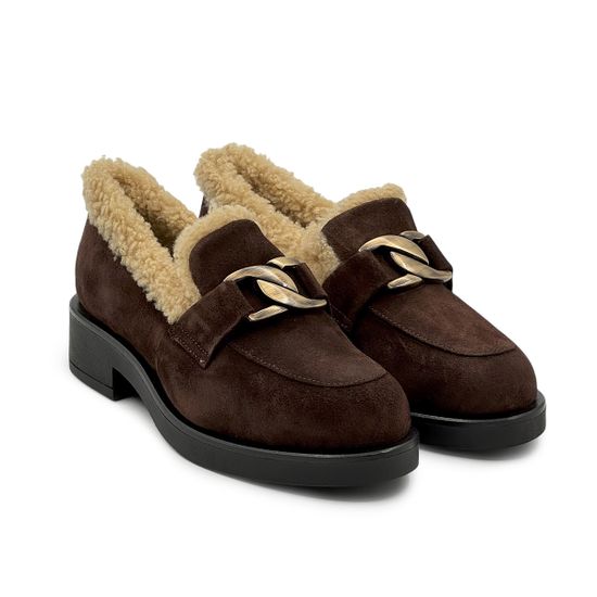Лоферы Tiffi коричневые замшевые на меху - фото 8, A377 TI MORO