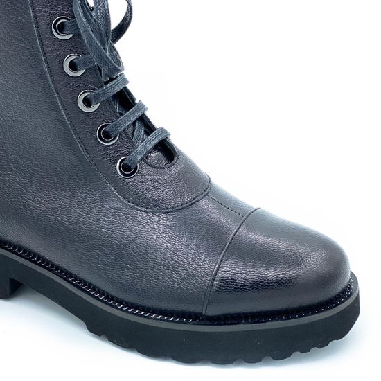 Ботинки Cover черные кожаные МЕХ - фото 6, 8379103-2 COV