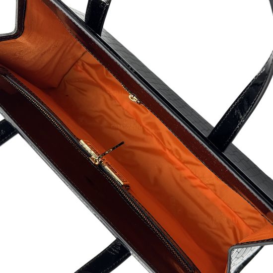 Саквояж Gilda Tonelli черный лакированный тиснение &quot;крокодил&quot; - фото 5, 1081 TON NERO