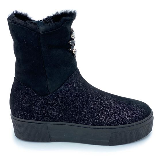 Ботинки Ilasio Renzoni черные замшевые МЕХ - фото 1, 