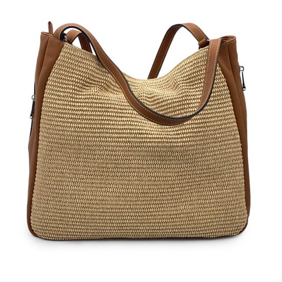 Сумка Di Gregorio кожа/текстиль коричневая/бежевая - фото 3, 