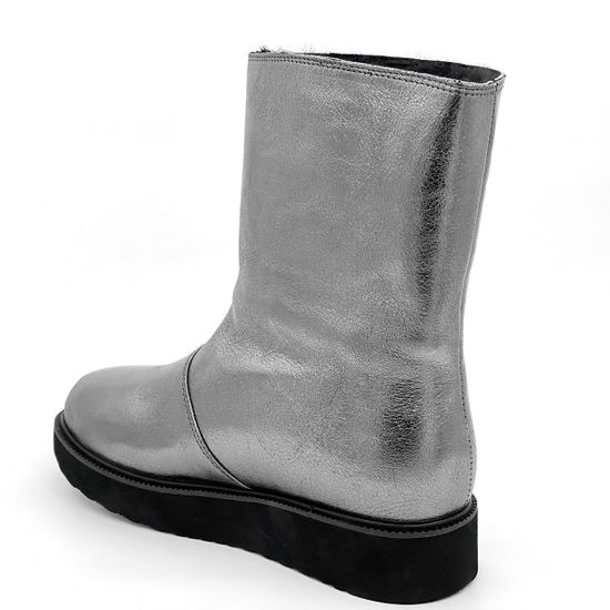 Ботинки Cover платиновые кожаные МЕХ - фото 3, 8085-2 COV