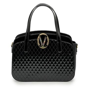 Сумка Valentino Orlandi черная из ламинированной кожи - фото 1, 7217 VO NERO