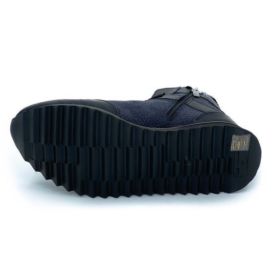 Кроссовки Lab Milano черно-синие МЕХ комбинация кожи и нубука - фото 4, 