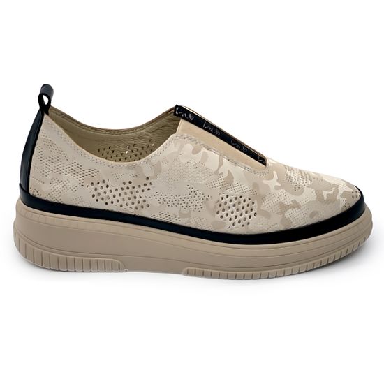 Кеды Lab Milano бежевые кожаные с перфорацией - фото 1, 