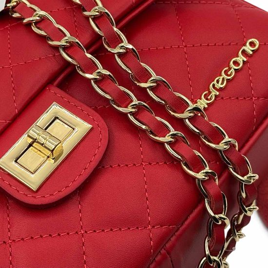 Сумка Di Gregorio красная кожаная стеганная - фото 6, 9175 DG ROSSO