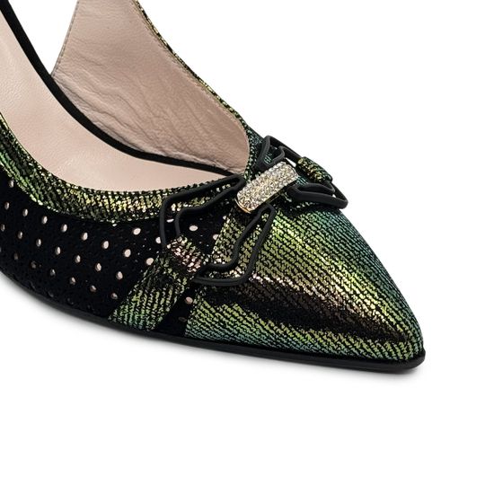 Туфли женские Ilasio Renzoni кожаные черные/зеленые - фото 6, 8041 IR