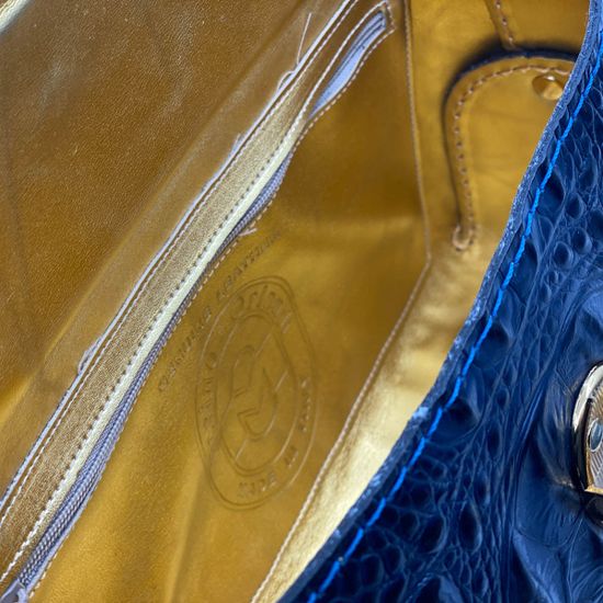 Сумка Marino Orlandi синяя кожаная крокодил - фото 6, 