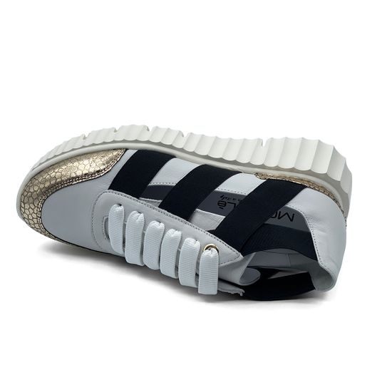 Кроссовки летние Donna Soft кожаные черные/золотые/белые - фото 5, 