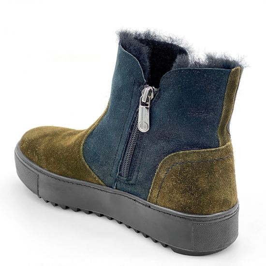 Ботинки Lab Milano черно-зеленые замшевые МЕХ - фото 3, A13309 LAB