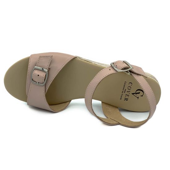 Босоножки Cover пастельно-розовые кожаные - фото 5, 