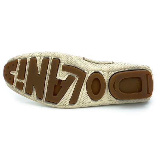 Мокасины Ernesto Dolani бежевые кожаные со сквозной перфорацией - фото 4, 