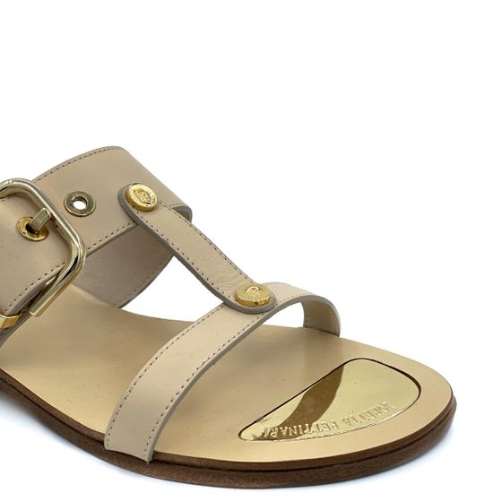 Шлепанцы Loretta Pettinari бежевые кожаные - фото 5, 