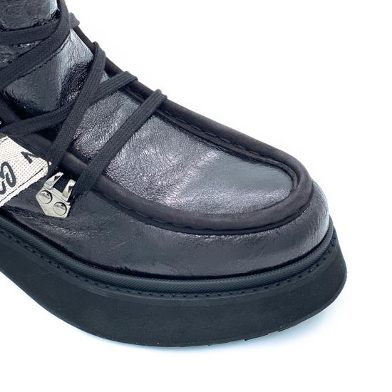 Ботинки Lab Milano черные комбинация кожи и наплака ШЕРСТЬ - фото 6, 