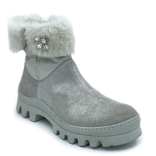 Ботинки Marzetti серебряные замшевые МЕХ - фото 2, 7837MD04 MZ