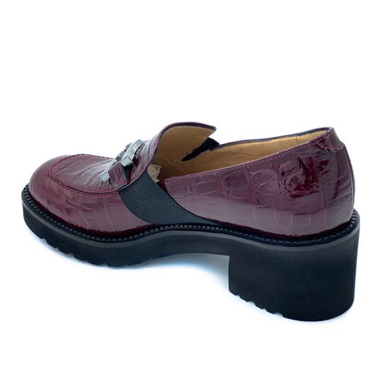 Лоферы Donna Soft бордовые из лакированной кожи тиснение под крокодила - фото 3, DS1571 DS WINE