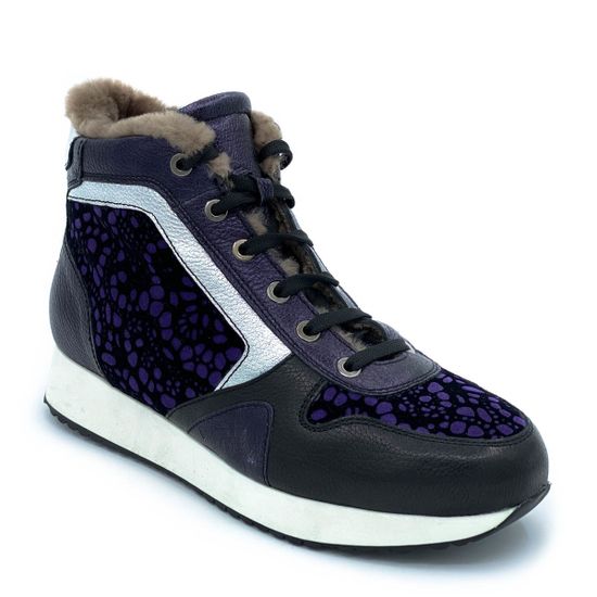 Ботинки Marzetti черно-синие МЕХ комбинация кожи и замши - фото 2, 