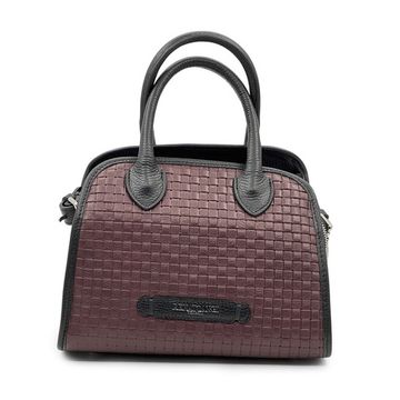 Сумка Renato Angi черная/бордовая кожаная плетенная - фото 1, 3450217 RA BORDO