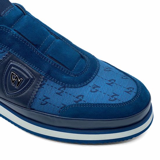 Кроссовки Giampieronicola синие замшевые с текстильными вставками - фото 6, 