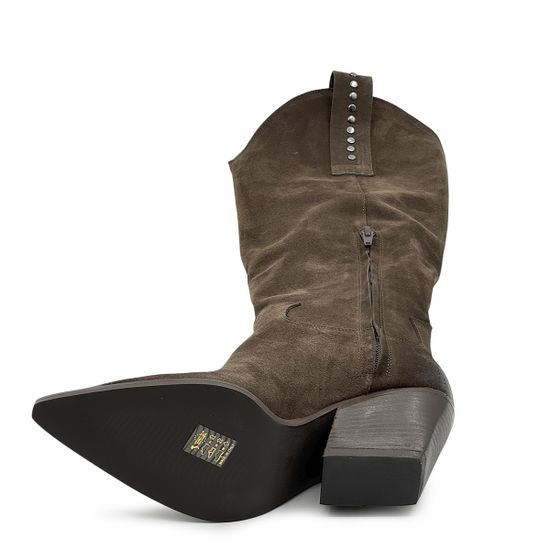 Сапоги казаки MIMMU коричневые замшевые демисезонные - фото 4, M855M2B MIM CASTAGNO