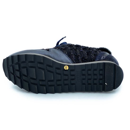 Сникерсы Pertini синие МЕХ комбинация замши и кожи - фото 4, 182W15412D4 PRT