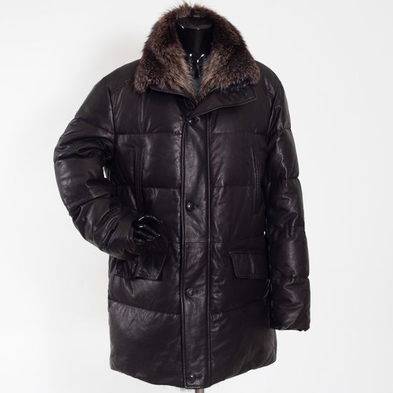 Куртка мужская Galotti зимняя из натуральной кожи черного цвета - фото 1,