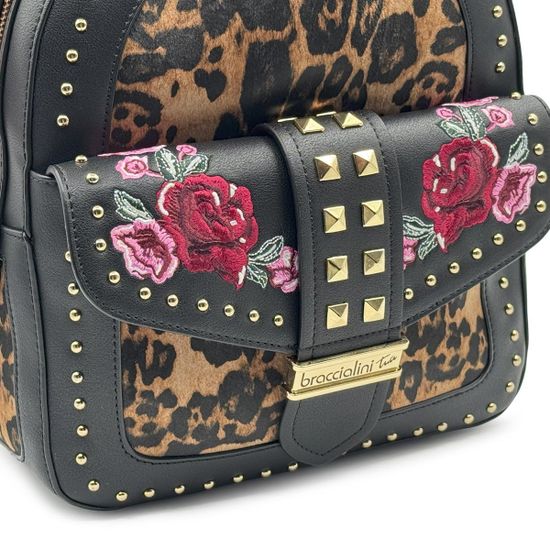 Рюкзак Braccialini черный кожаный - фото 4, B18604 BRA NERO