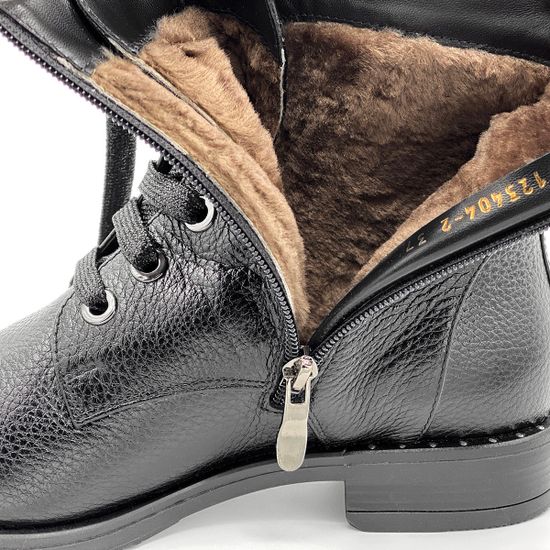 Ботинки Cover черные кожаные МЕХ - фото 6, 