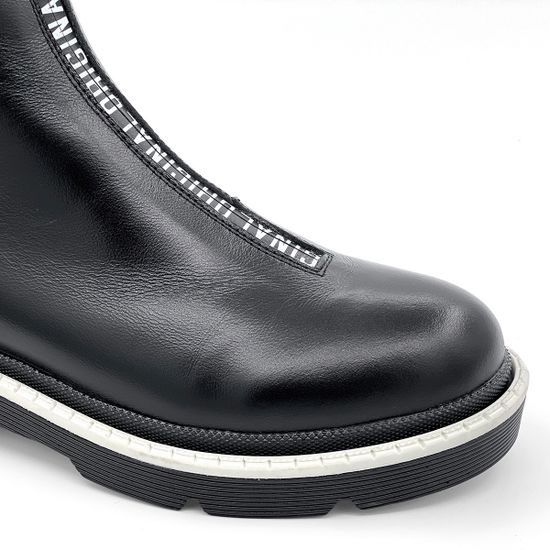 Ботинки Cover черно-белые кожаные МЕХ - фото 6, 