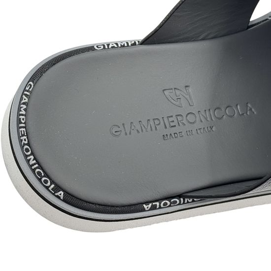Шлепанцы GIAMPIERONICOLA черные кожаные на липучке - фото 7, A5772A GPN