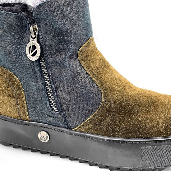 Ботинки Lab Milano черно-зеленые замшевые МЕХ - фото 5, A13309 LAB