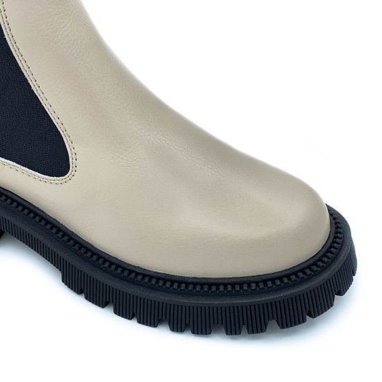 Ботинки Cover бежевые кожаные МЕХ - фото 6, 365623-2 COV