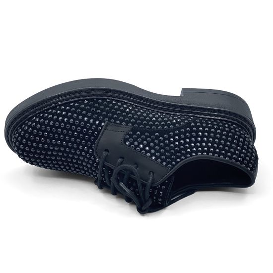 Полуботинки Mimmu черные замшевые демисезонные черные стразы - фото 5, F303M24 MIM NERO850