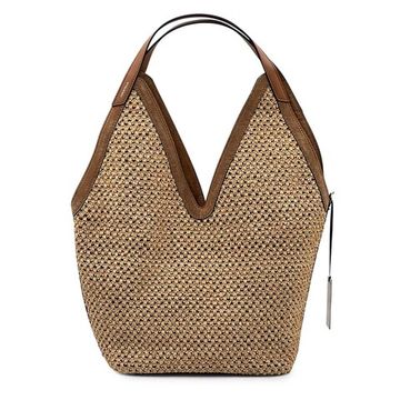 Сумка-шоппер Loristella бежевая/коричневая текстиль/замша - фото 1, 3133PT LS NATUR/MARRONE