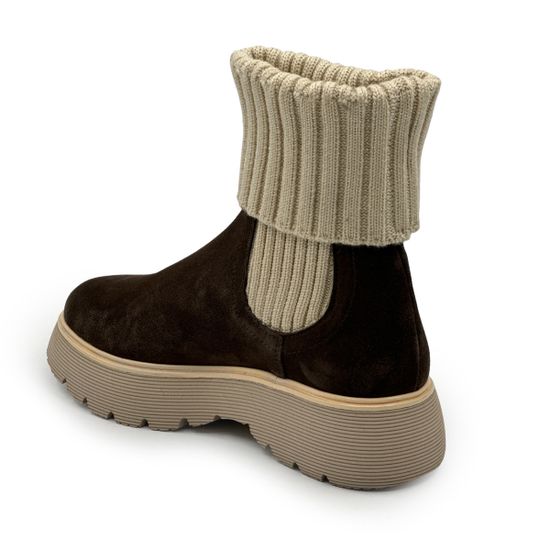 Ботинки KELTON замша/текстиль коричневые на байке - фото 3,