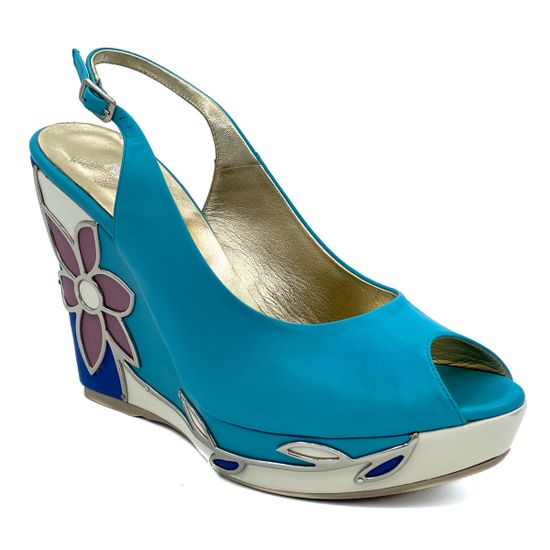 Босоножки Mara голубые кожаные - фото 2, 