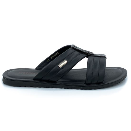 Шлепанцы Emozioni черные кожаные - фото 1, 