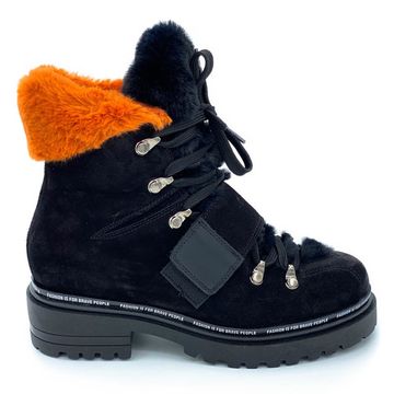 Ботинки Jeannot черно-рыжие замшевые МЕХ - фото 1, 70282(024) JN