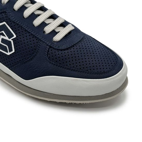 Кроссовки GIAMPIERONICOLA синие/белые кожаные перфорированные - фото 6, 45502C GPN BLU