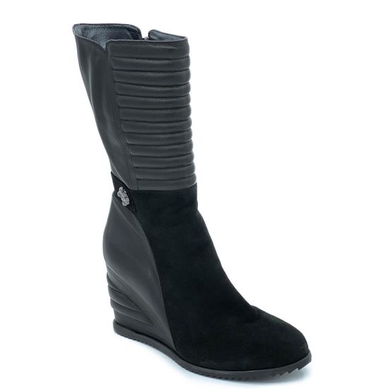 Полусапоги Giorgio Piergentili черные на байке комбинация замши и кожи - фото 2, 9322 GP