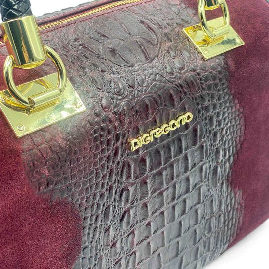 Сумка Di Gregorio бордовая крок/замша - фото 4, 