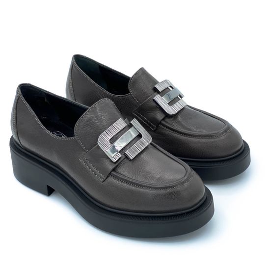 Лоферы Donna Soft серые кожаные демисезонные - фото 7, 