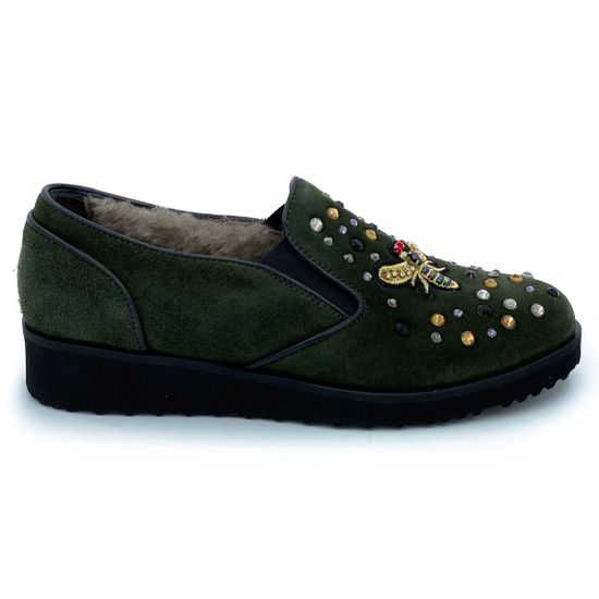 Полуботинки Marzetti зеленые замшевые МЕХ - фото 1, 