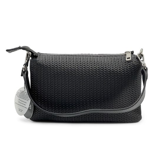 Сумка кросс-боди MOT-CLE кожаная черная c &quot;серебряной&quot; фурнитурой - фото 4, TRIS MOT NERO SILVER